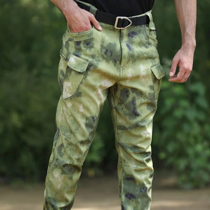 Men's Winter Pants Water Resistant Fleece Lined Snowboard Ski Softshell Tactical Pants with Multi-Pockets Outdoor Work Pants