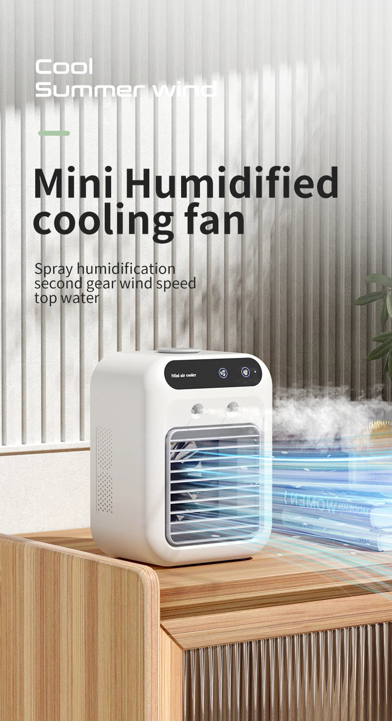 Portable Fan with 2-Speeds Evaporative Air Cooler with 0.5L Water Tank