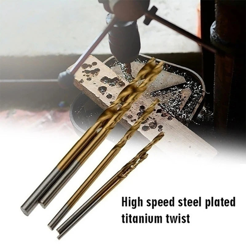 50/100Pcs 1/1.5/2/2.5/3mm Titanium Plated High-speed Steel Titanium Coated Drill Bits Set For Metal Wood Aluminum Drilling Tools