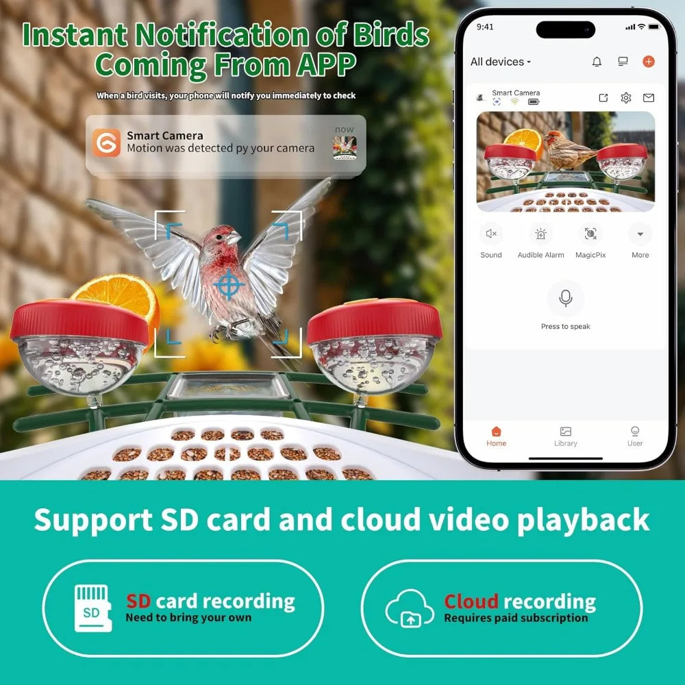 Bird Feeder with Camera,AI Identify Species Solar Panel