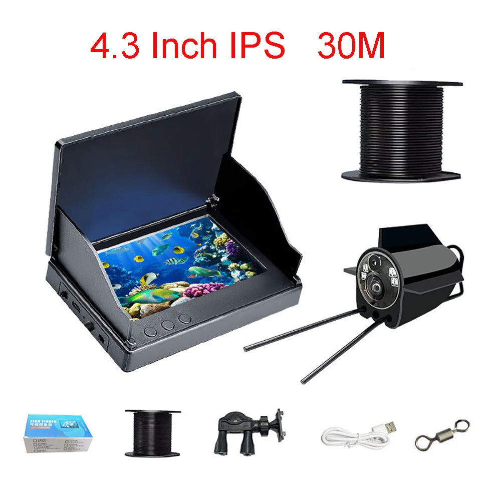 4.3 inch HD Screen High Definition Fish Detector Camera Underwater Fish Finder Night Vision 15/20/30/50m Waterproof IPS Tackle