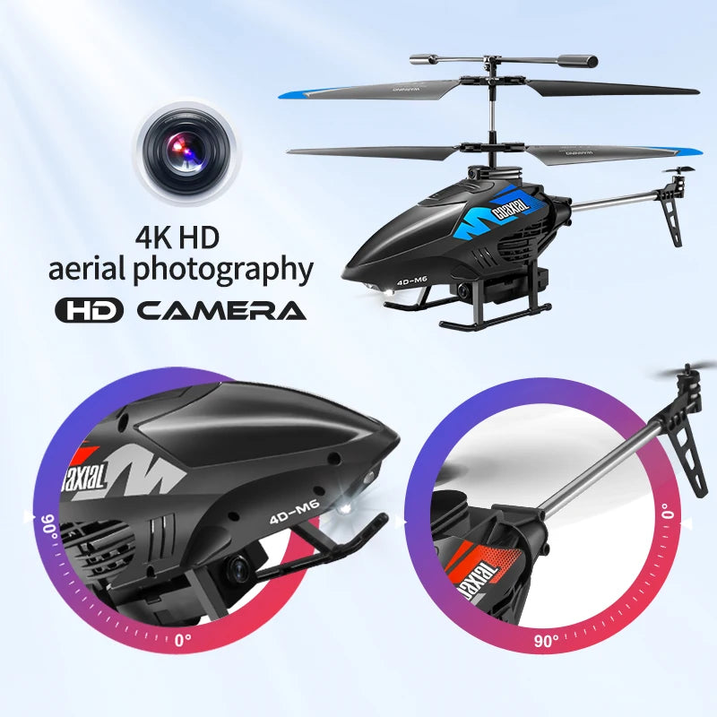 4DRC M6 Remote Control RC Helicopter with 4K Camer Altitude Hold Drone 2.4GHZ 4CH Aircraft for Adults Birthday Kids Gifts Toys