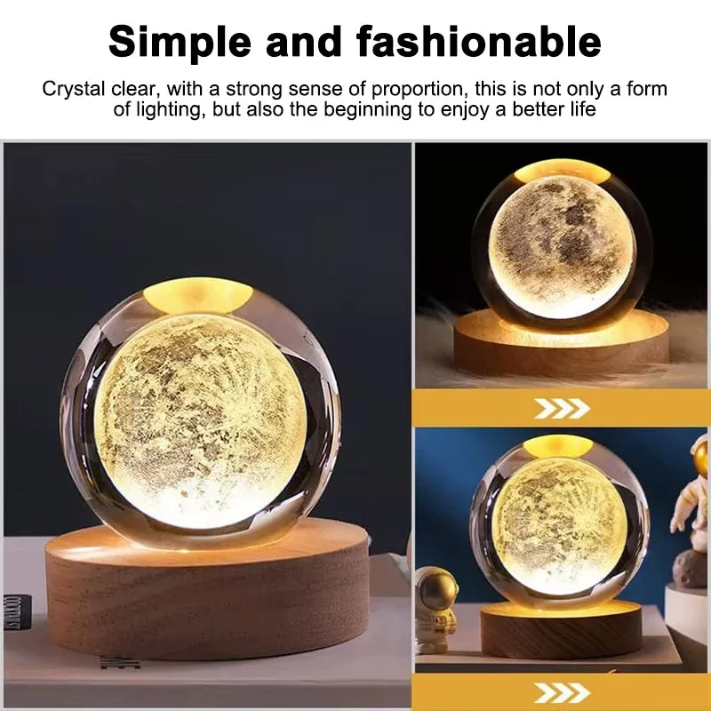 3D Solar System Crystal Ball LED Night Light