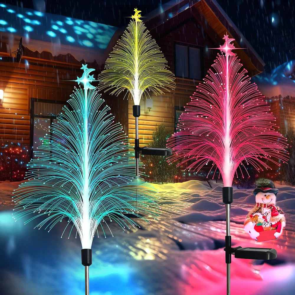 Outdoor Waterproof Solar Fiber Optic Christmas Lights Jellyfish Design LED Landscape Decorative Lighting