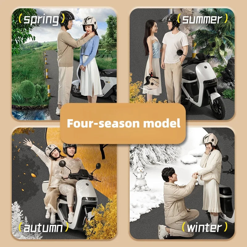 2025 Electric Motorcycle Helmet with Double-Lens Anti-Fog Shield Full Face Helmet for Riding All Seasons Safety Gear Men Women