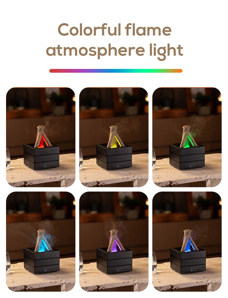 NEWSTYLE Simulated Flame Aroma Diffuser Bonfire Air Humidifier Ultrasonic Cool Mist Maker Fogger LED Essential Oil Lamp Diffuser