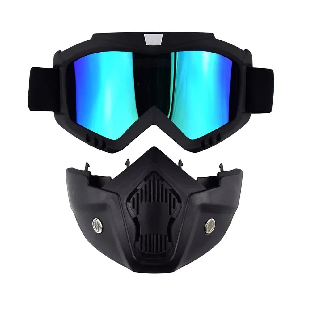 MTB Safety Mask & Goggles Combo - Windproof Protection for Extreme Cycling, Dirt Bikes & Outdoor Sports