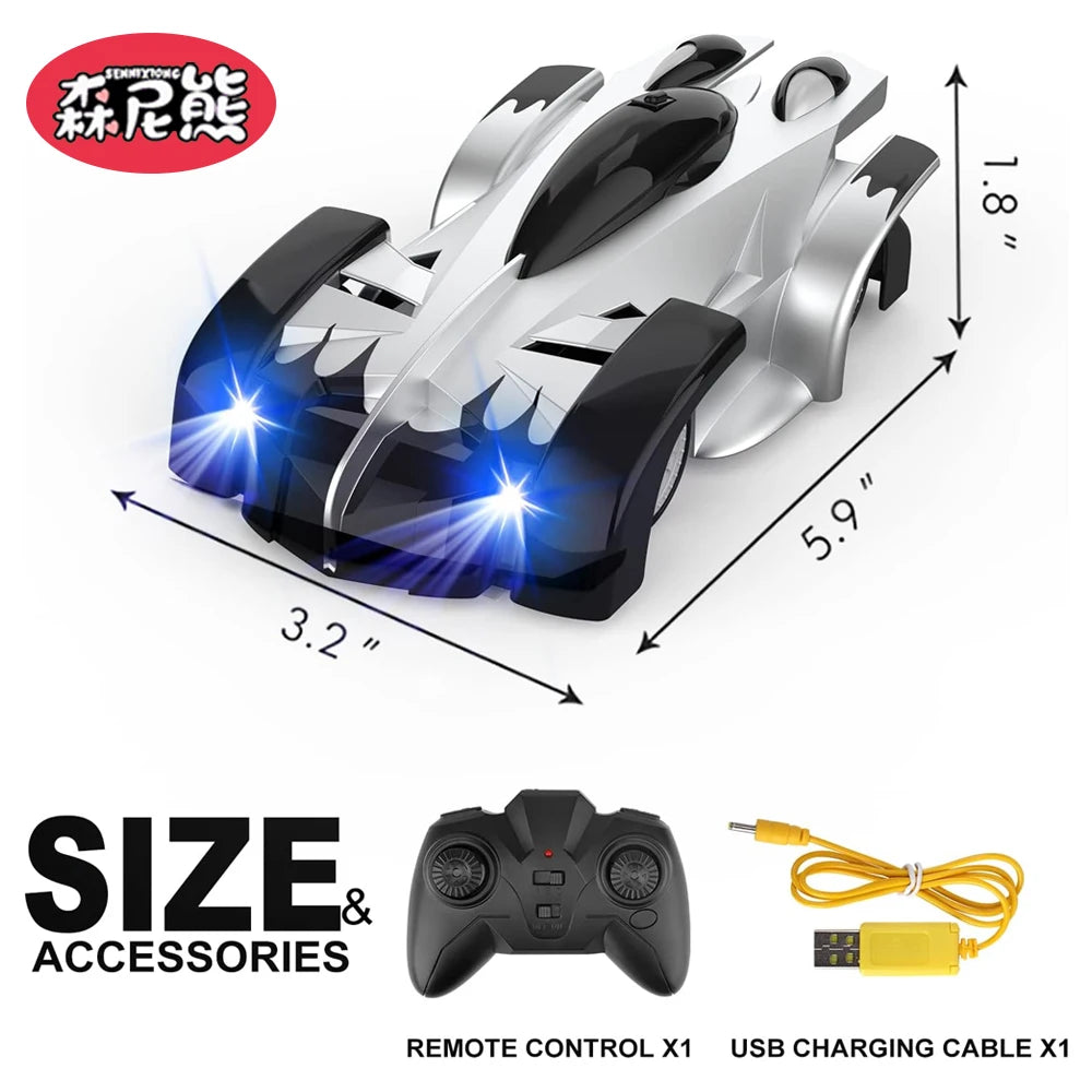 Wall Climbing Car With Light Anti Gravity 360 Rotating Model Electric Stunt Drifting