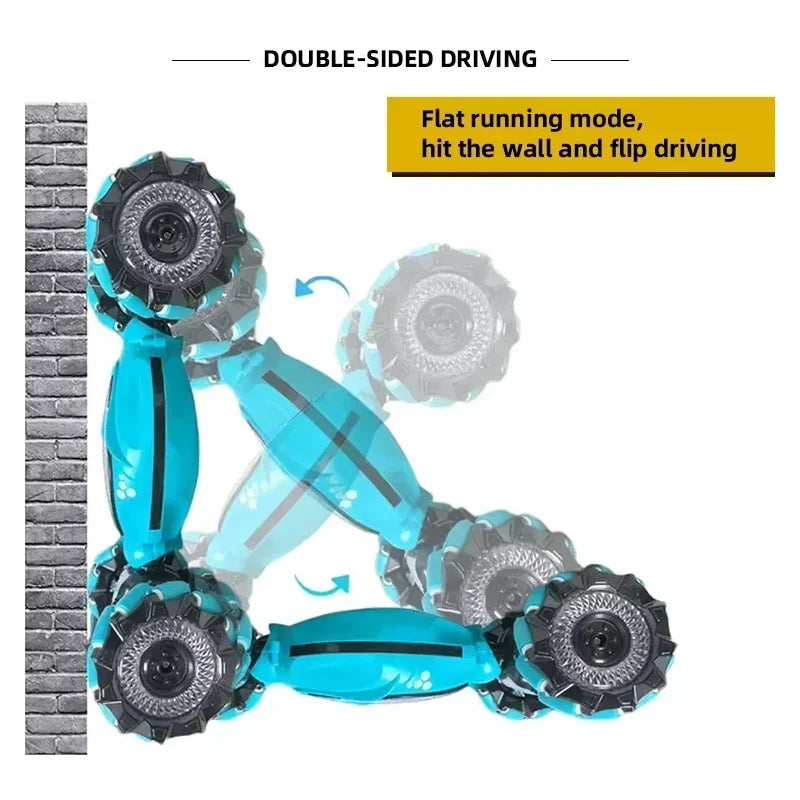 4WD Stunt Drift Car with LED Lights Remote Control Electric Kids Toys Gesture Induction Deformation Twist RC Car For Children