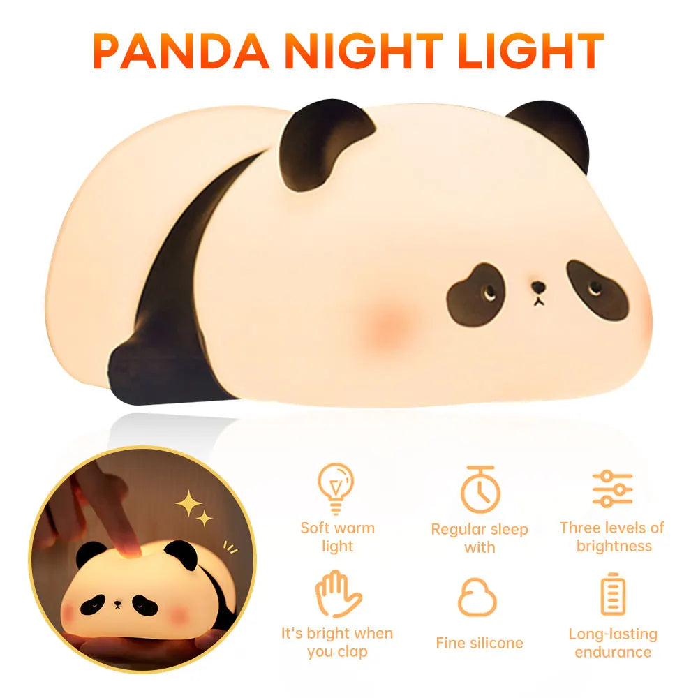 LED Night Lights Cute Sheep Panda Rabbit Silicone Lamp