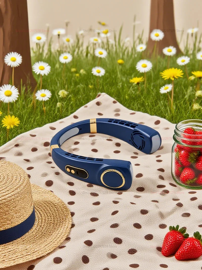 Bladeless Turbo Neck Fan USB Rechargeable Portable Personal Cooler For Summer Outdoor Travel Sports With Digital Display