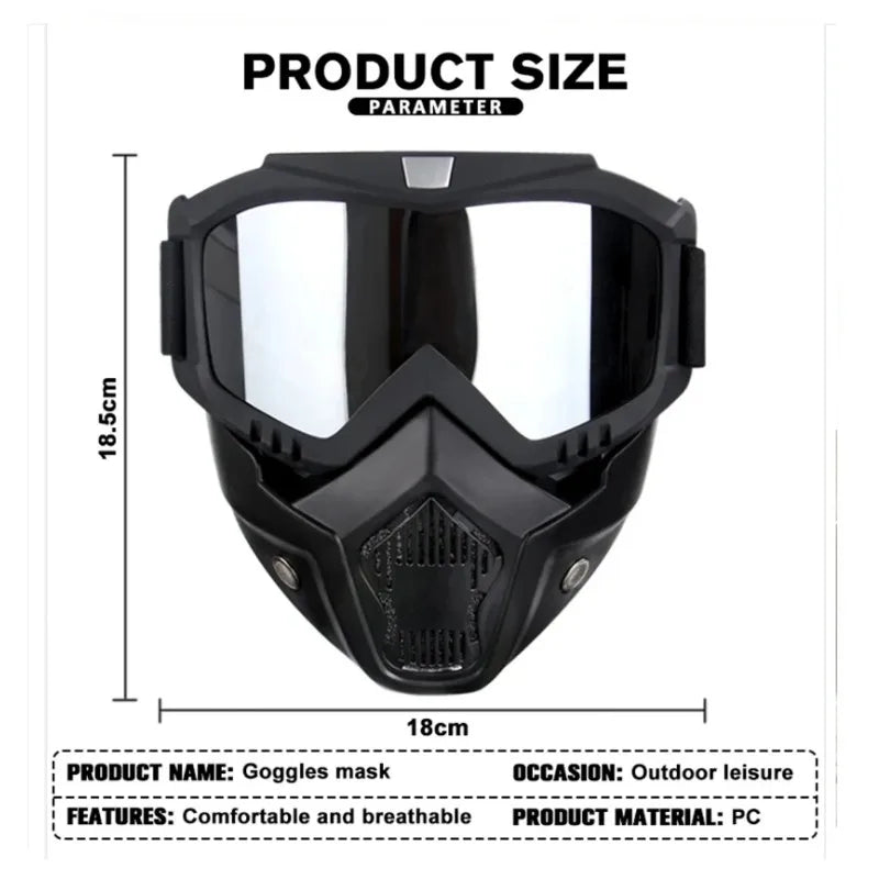MTB Safety Mask & Goggles Combo - Windproof Protection for Extreme Cycling, Dirt Bikes & Outdoor Sports