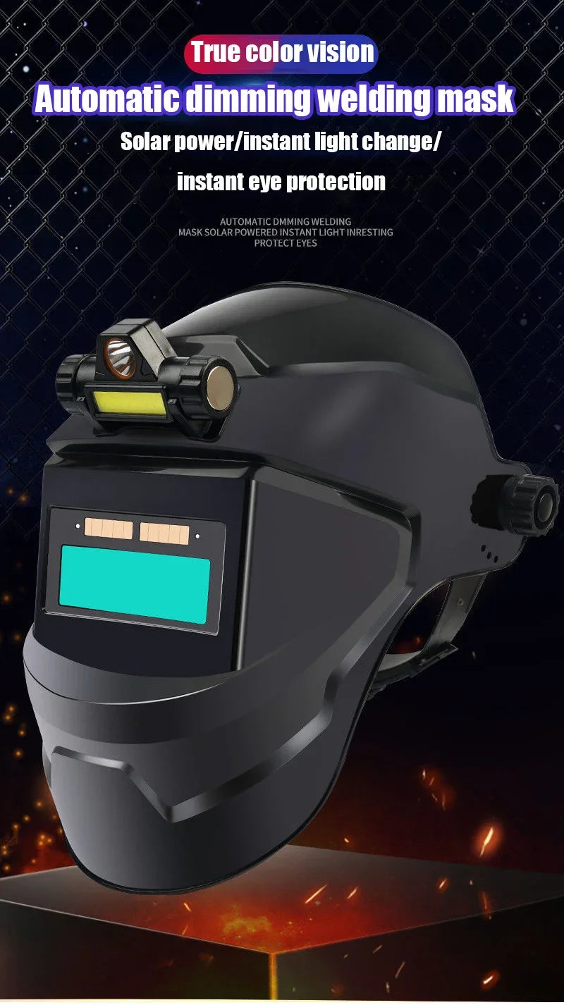 True Color Welding Helmet Automatic Dimming Welding Mask Large View Auto Darkening Facemask for Arc Welder Grinding Cutting Tool