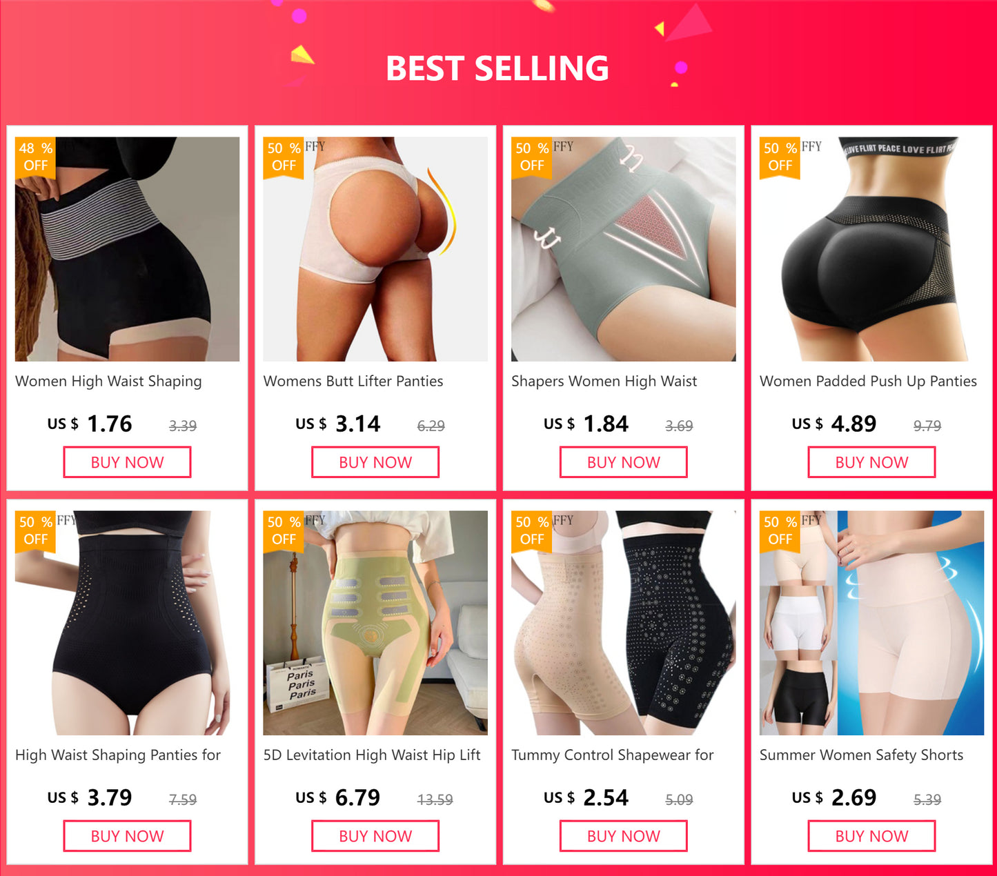 Shapewear for women's High Waist Shaping Panties Breathable Body Shaper Slimming Tummy Underwear Butt Lifter Seamless Panties Shaperwear