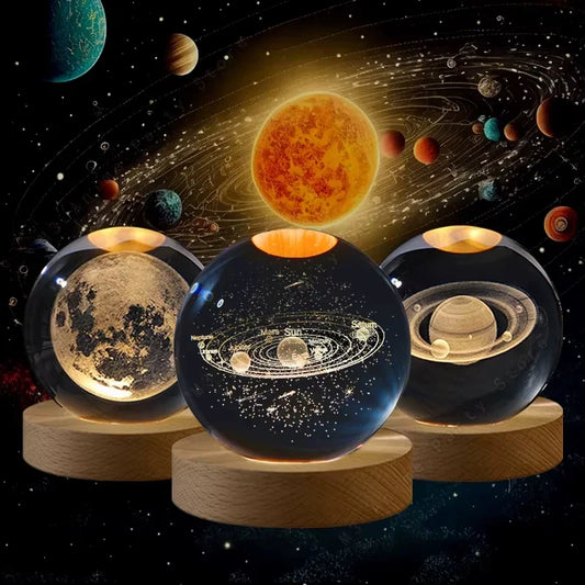 3D Solar System Crystal Ball LED Night Light