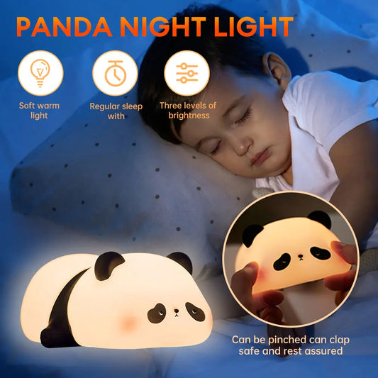 LED Night Lights Cute Sheep Panda Rabbit Silicone Lamp