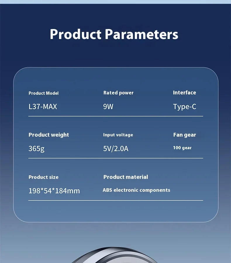 Portable Neck Fan 5000mAh Rechargeable Fan Mini 3-Speeds Large Wind Outdoor Silent Electric Ventilador for Home Camping Outdoor