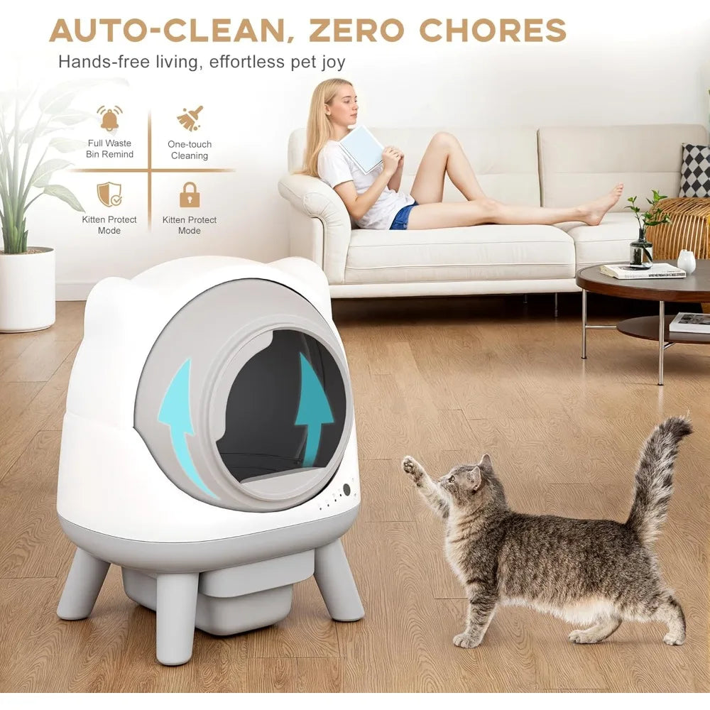 Automatic Self-Cleaning Cat Litter Box – App Controlled, Extra Large Capacity for Multi-Cat Households, Includes Litter