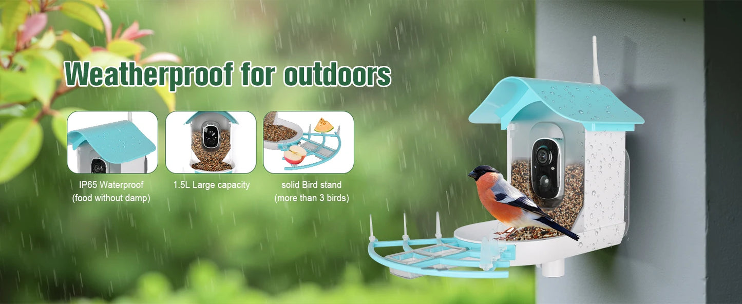 Bird Feeder with Camera AI Identify Birds Species Solar Powered