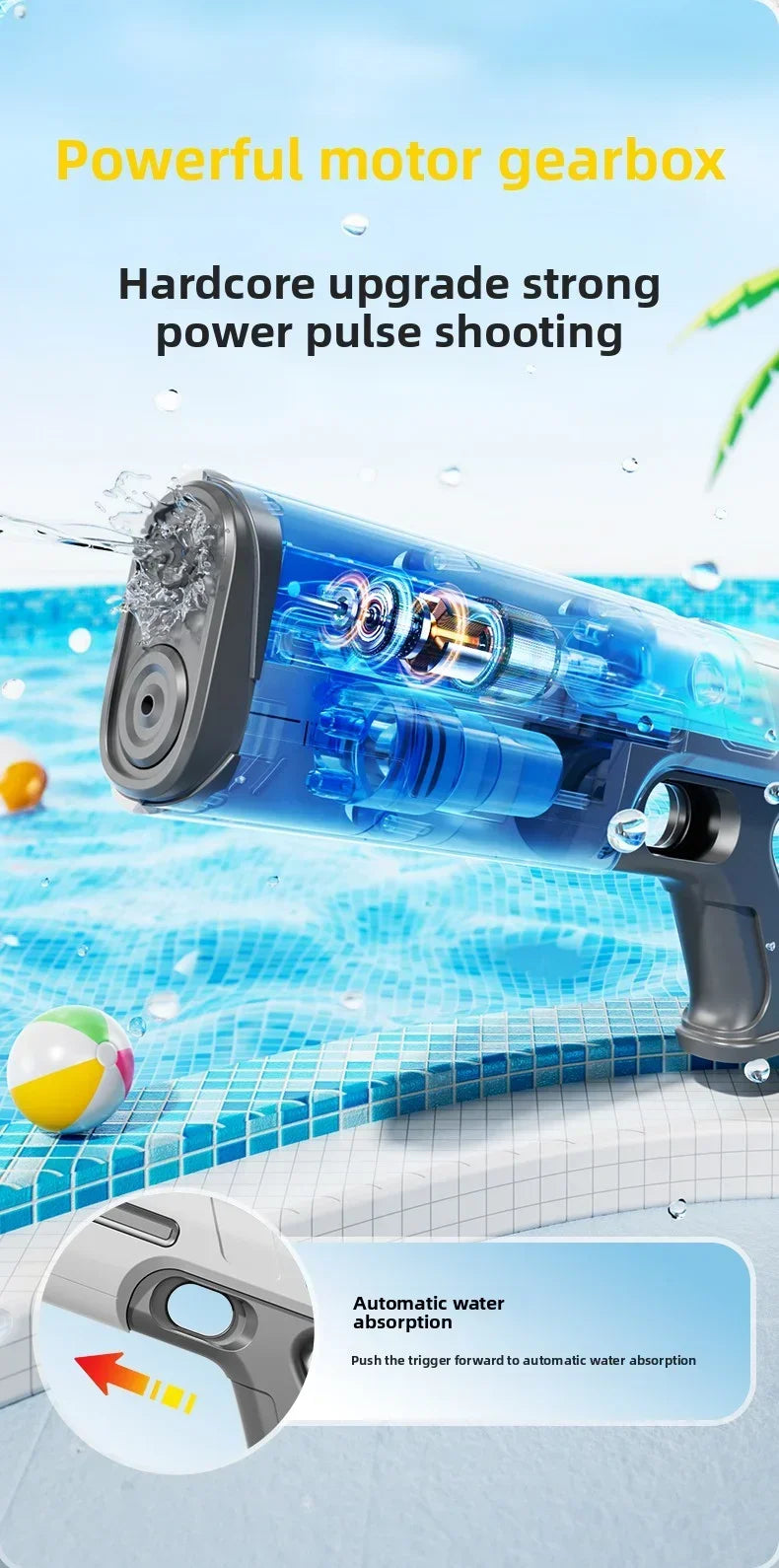 Children Fully Automatic Water Gun Storage Gun Large Capacity Electric Water Absorbing Toy Gun Summer Outdoor Water Toy Gift