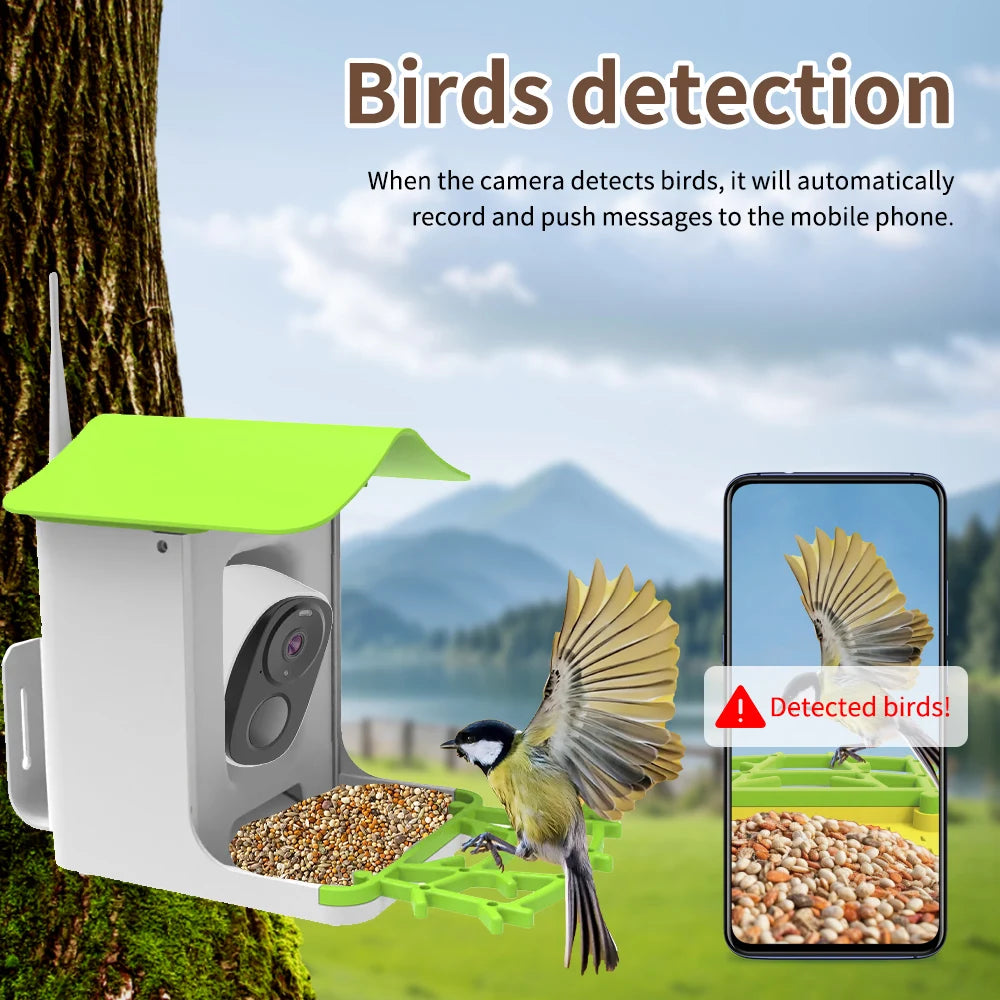 Smart Bird Feeder with Camera 1080HD Night Vision Solar Power