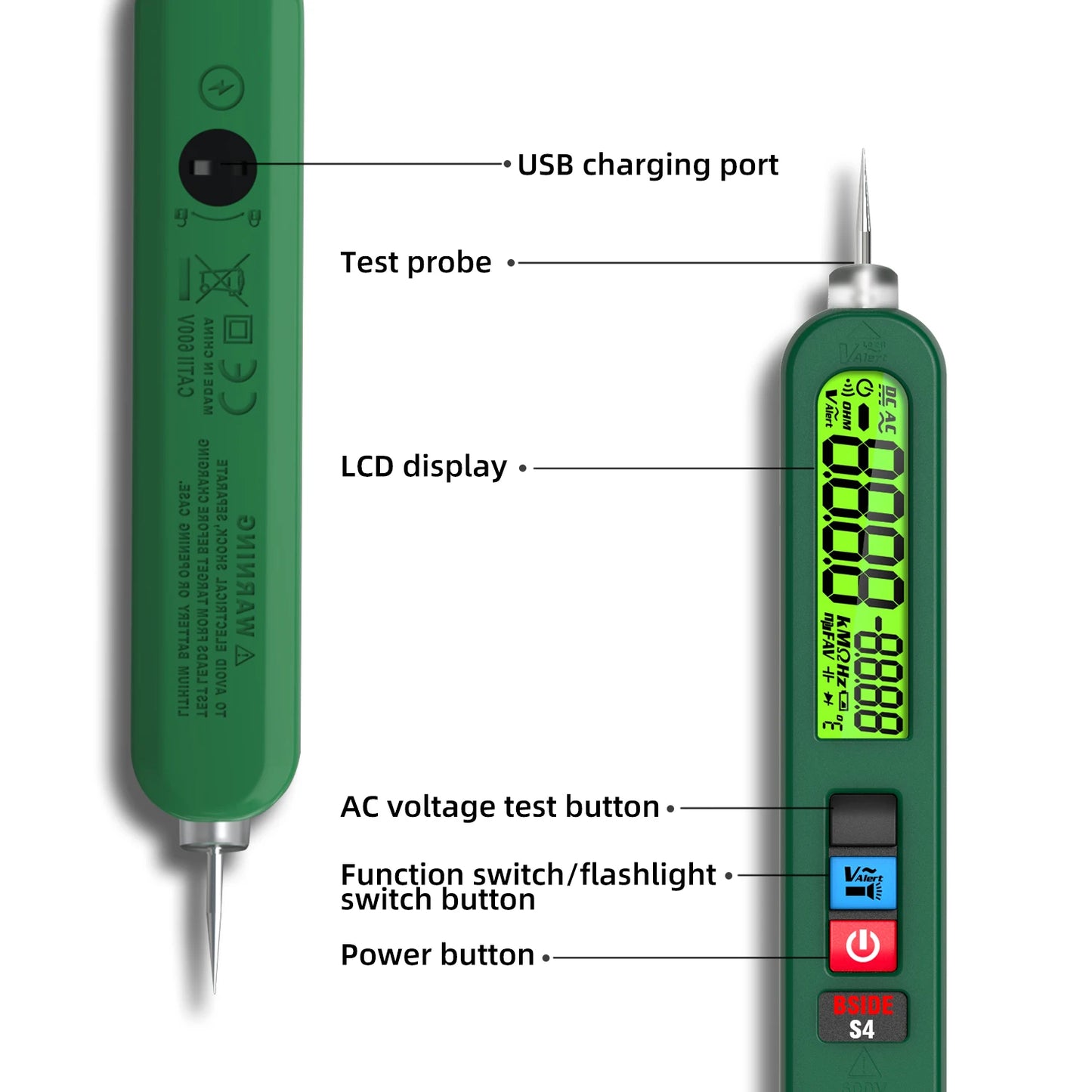 BSIDE Voltage Tester Pen 12V-300V Non-Contact Detection Leakage Live Wire Breakpoint Finder Portable Household Voltage Meter USB