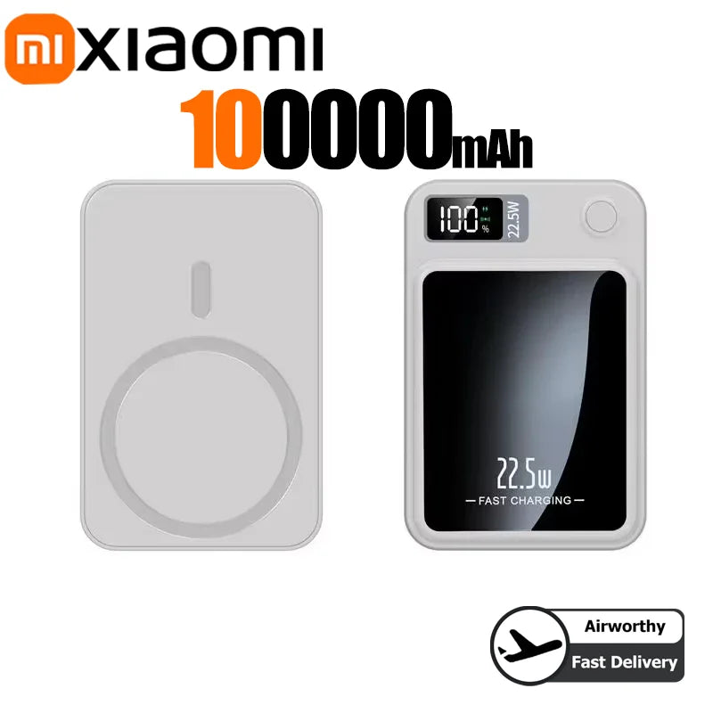 Xiaomi 200000mAh Alloy Wireless Magnetic Power Bank Ultra Thin Fast Charging Portable Backup Battery For Magsafe IPhone Samsung