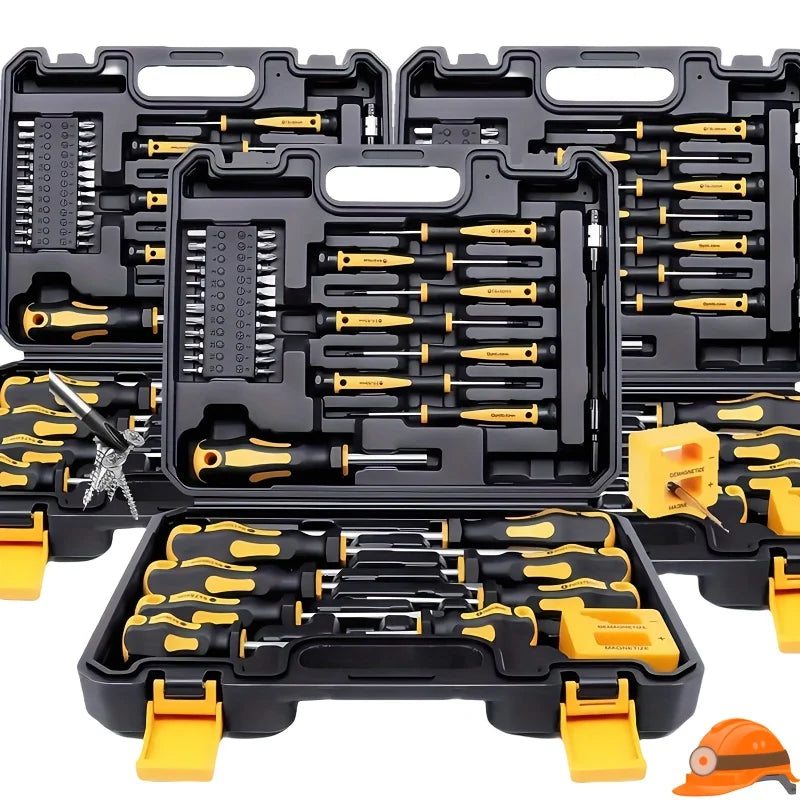Upgraded Professional Screwdriver Set with Magnetic Bit Holder, Includes Slotted, Phillips, Hexagonal, Torx, and Precision Tools