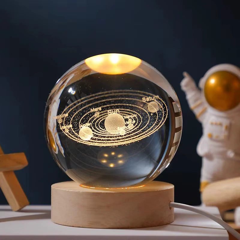 3D Solar System Crystal Ball LED Night Light