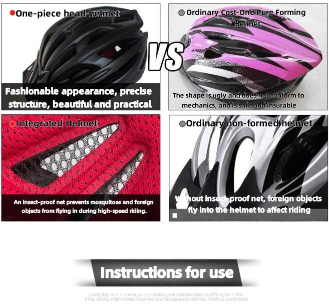 Lightweight bicycle helmet with comfortable lining hollow design