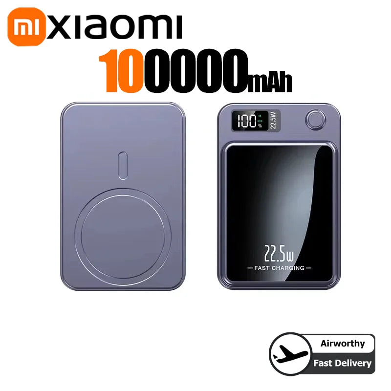Xiaomi 200000mAh Alloy Wireless Magnetic Power Bank Ultra Thin Fast Charging Portable Backup Battery For Magsafe IPhone Samsung