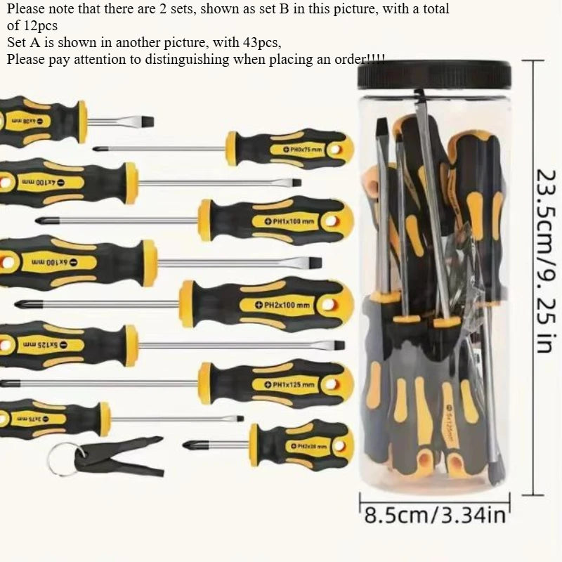 Upgraded Professional Screwdriver Set with Magnetic Bit Holder, Includes Slotted, Phillips, Hexagonal, Torx, and Precision Tools