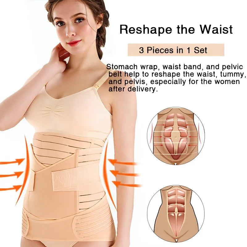Shapewear for Women  3in1 Corset Postpartum Belly Band Pregnant Women Tummy Belly Pelvis Belt Wrap Waist Trainer Recovery Bandage Strap Body Shaper