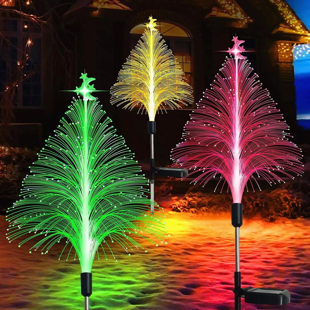 Outdoor Waterproof Solar Fiber Optic Christmas Lights Jellyfish Design LED Landscape Decorative Lighting