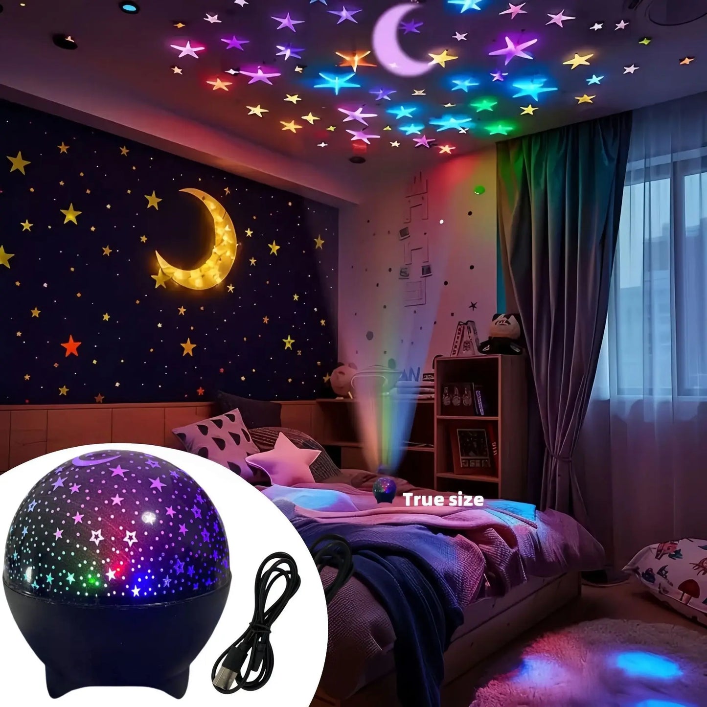 LED Starry Sky Projector Light Stars and Moon Projection 7 Modes Night Light