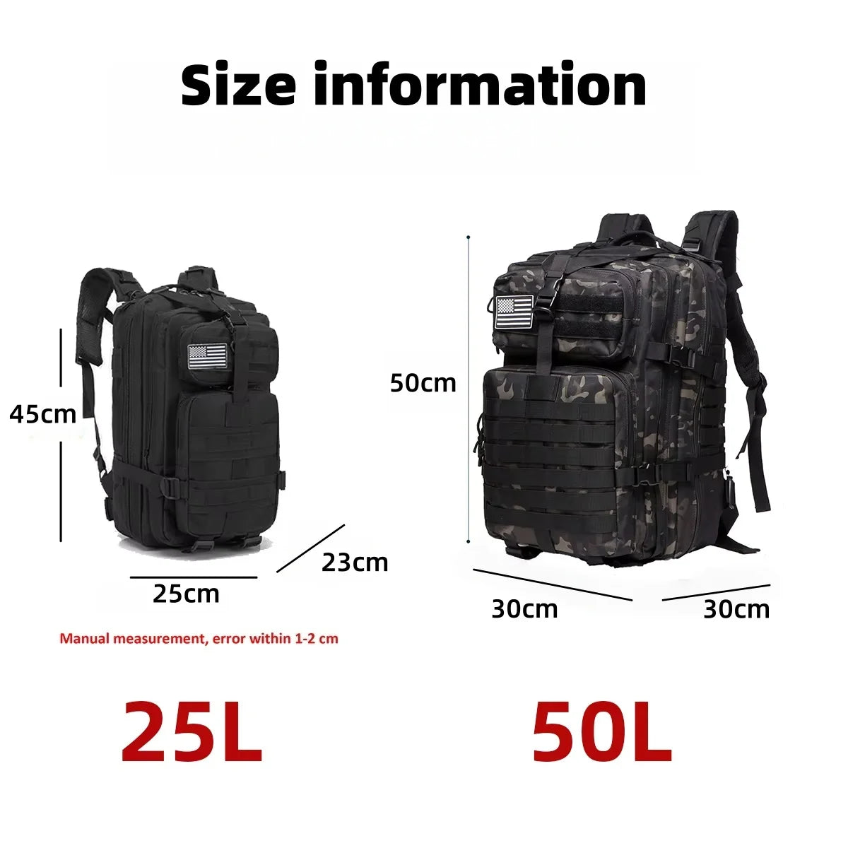 Outdoor tactical backpack - With a large waterproof capacity and lightweight design, this backpack is suitable for hiking trips.