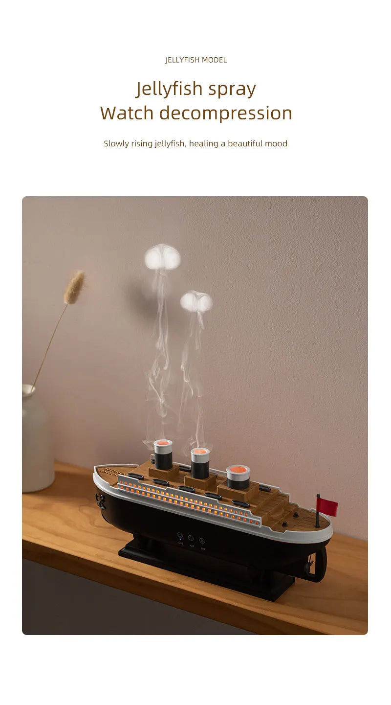 Jellyfish Smoke Ring Essential Oil Diffuser Cruise Ship Aroma Air Humidifier with Remote, 7 Colors Light, Ultrasonic Cool Mist