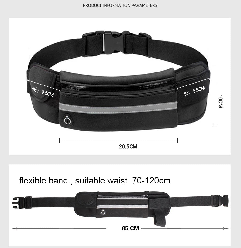 Running Belt Waist Bag with Water Bottle Holder Sports Fanny Pack Women Men Hydration Phone Holder Pouch Banana Bag