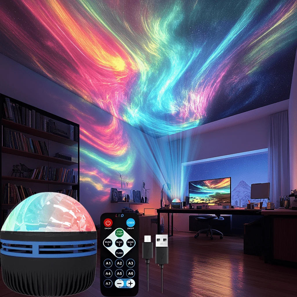 LED Night Light 7 Colors Starry Sky Projector Light Northern Aurora Ambient Light