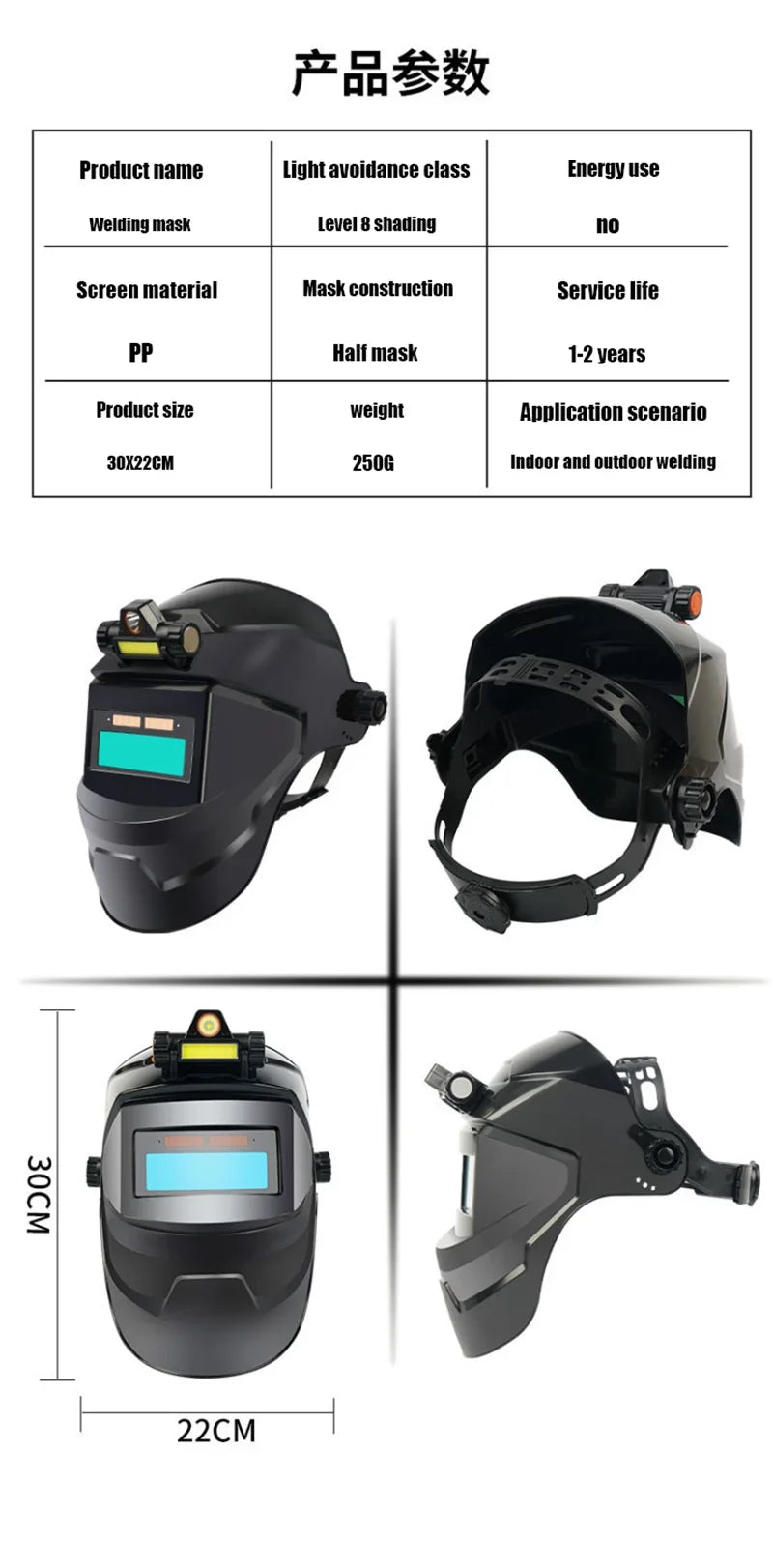 True Color Welding Helmet Automatic Dimming Welding Mask Large View Auto Darkening Facemask for Arc Welder Grinding Cutting Tool