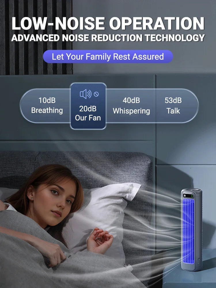 Portable Air Circulator 2000mAh Desktop Mini Rechargeable Fan Wall Non-drilling Silent Tower Fan