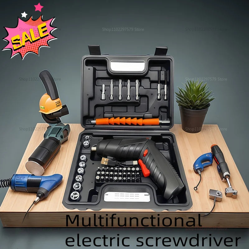 47pcs Rechargeable Electric Screwdriver Kit 3.6V Cordless Lithium Power Tool Set Foldable Home DIY Repair