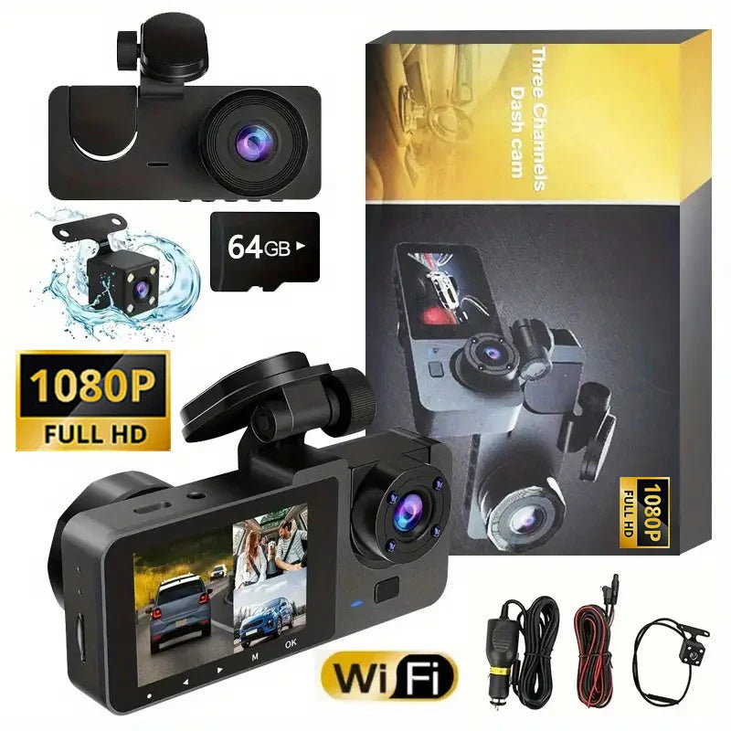 Dash Cam, 1080P FHD Front and Rear Inside Car Camera, WiFi APP Control