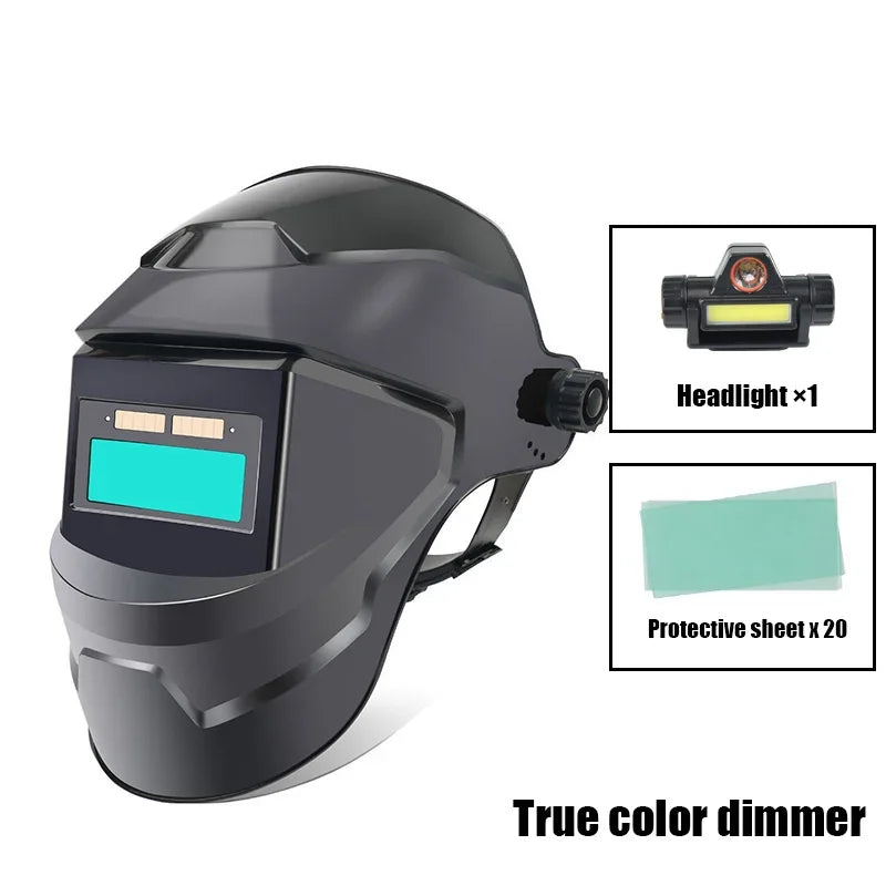 True Color Welding Helmet Automatic Dimming Welding Mask Large View Auto Darkening Facemask for Arc Welder Grinding Cutting Tool