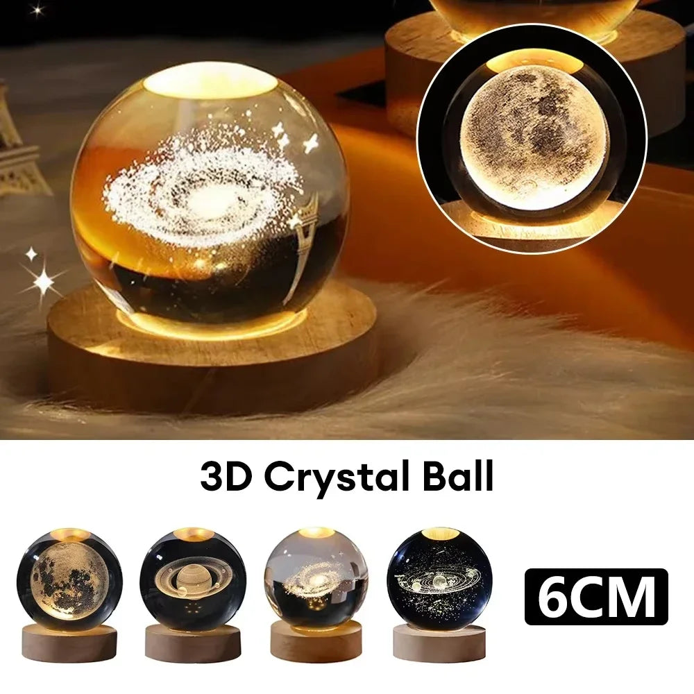 3D Solar System Crystal Ball LED Night Light