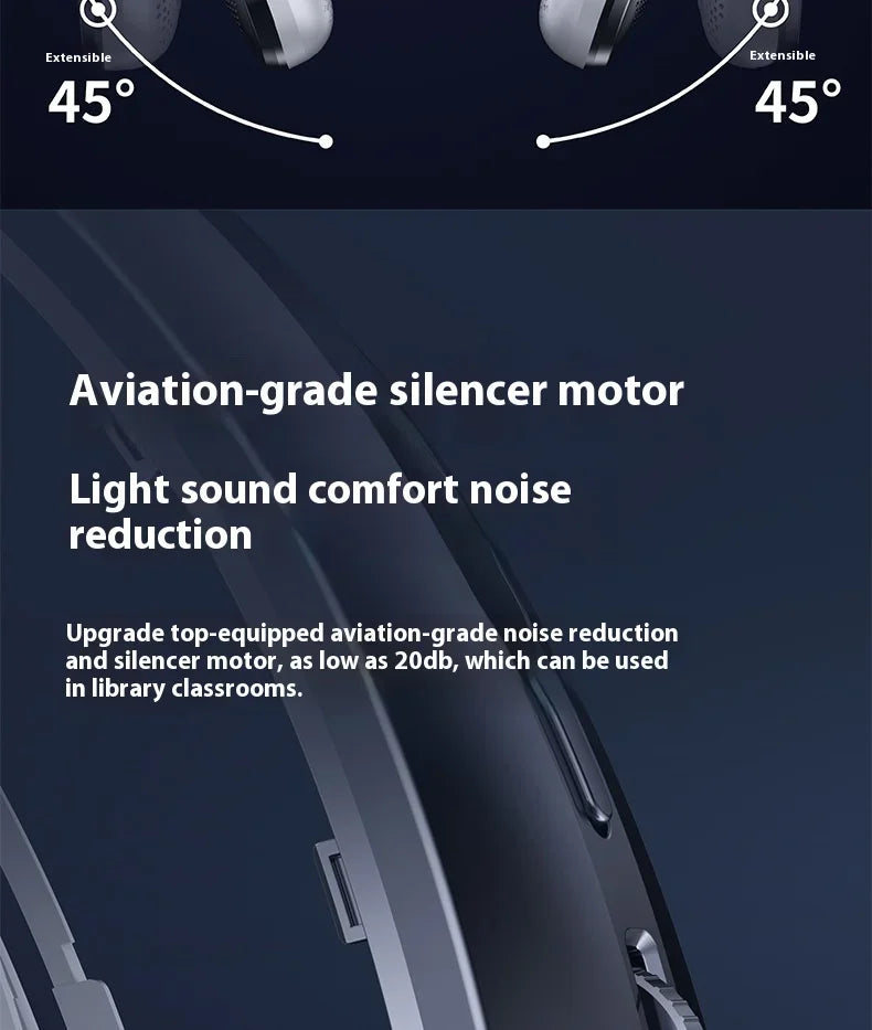 Portable Neck Fan 5000mAh Rechargeable Fan Mini 3-Speeds Large Wind Outdoor Silent Electric Ventilador for Home Camping Outdoor