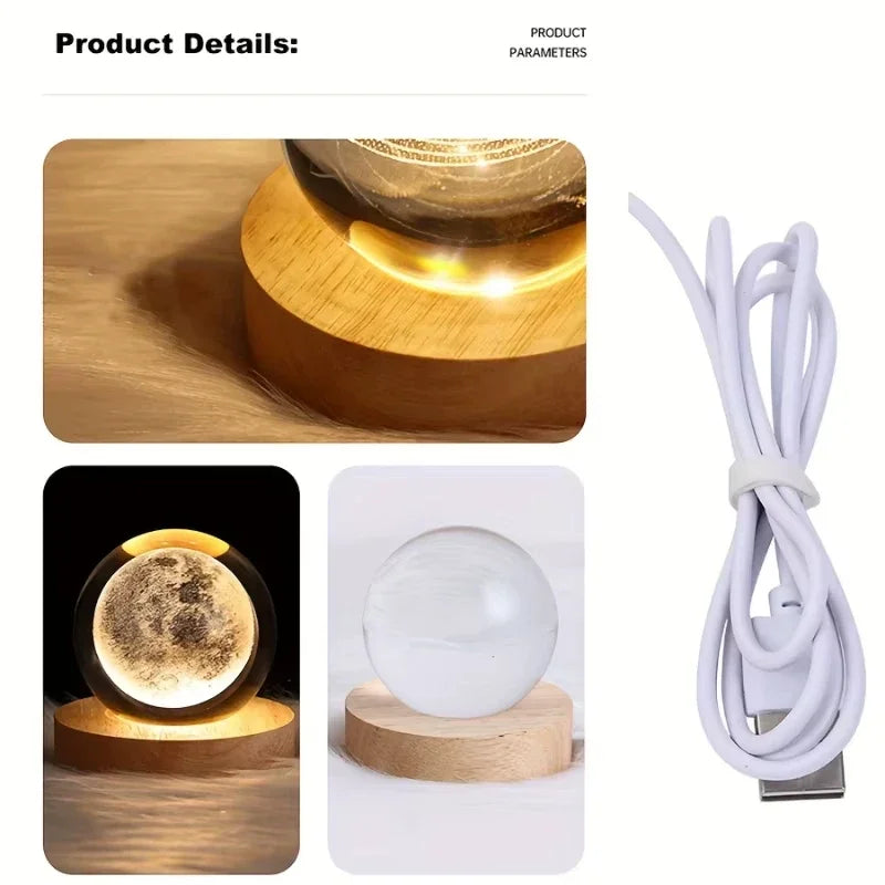 3D Solar System Crystal Ball LED Night Light