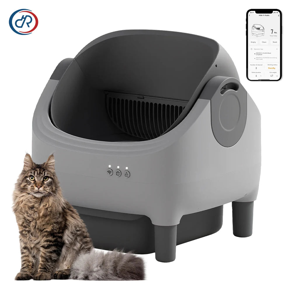 OKKPETS New Design Automatic Cat Litter Box APP Control Dual Safety Sensors Self Cleaning Litter Box with Open-Top Design