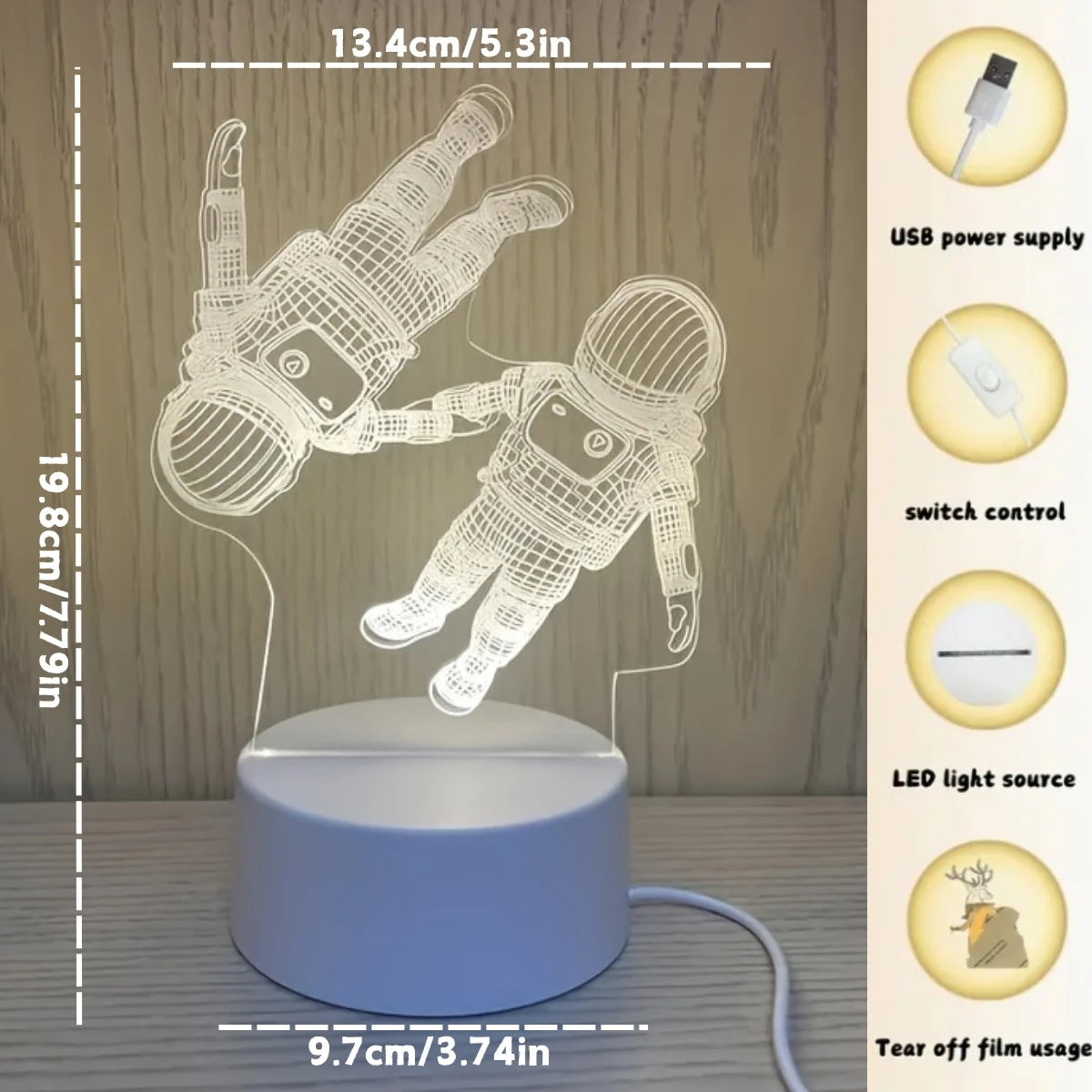 3D astronaut night light LED bedside lamp for room decoration
