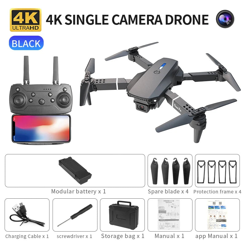 Drone E88 Pro WiFi FPV Drone - Single/Dual 4K/1080P Camera